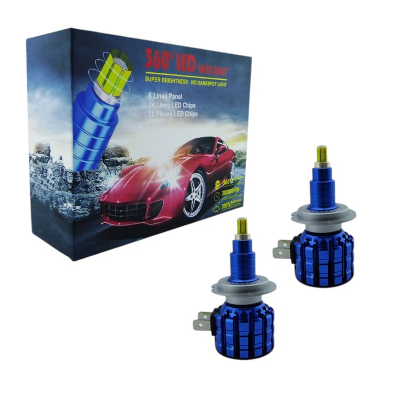GENERICO - Ampolleta Kit LED H-7 Modelo Turbo 360 Light 6 Caras Grafito