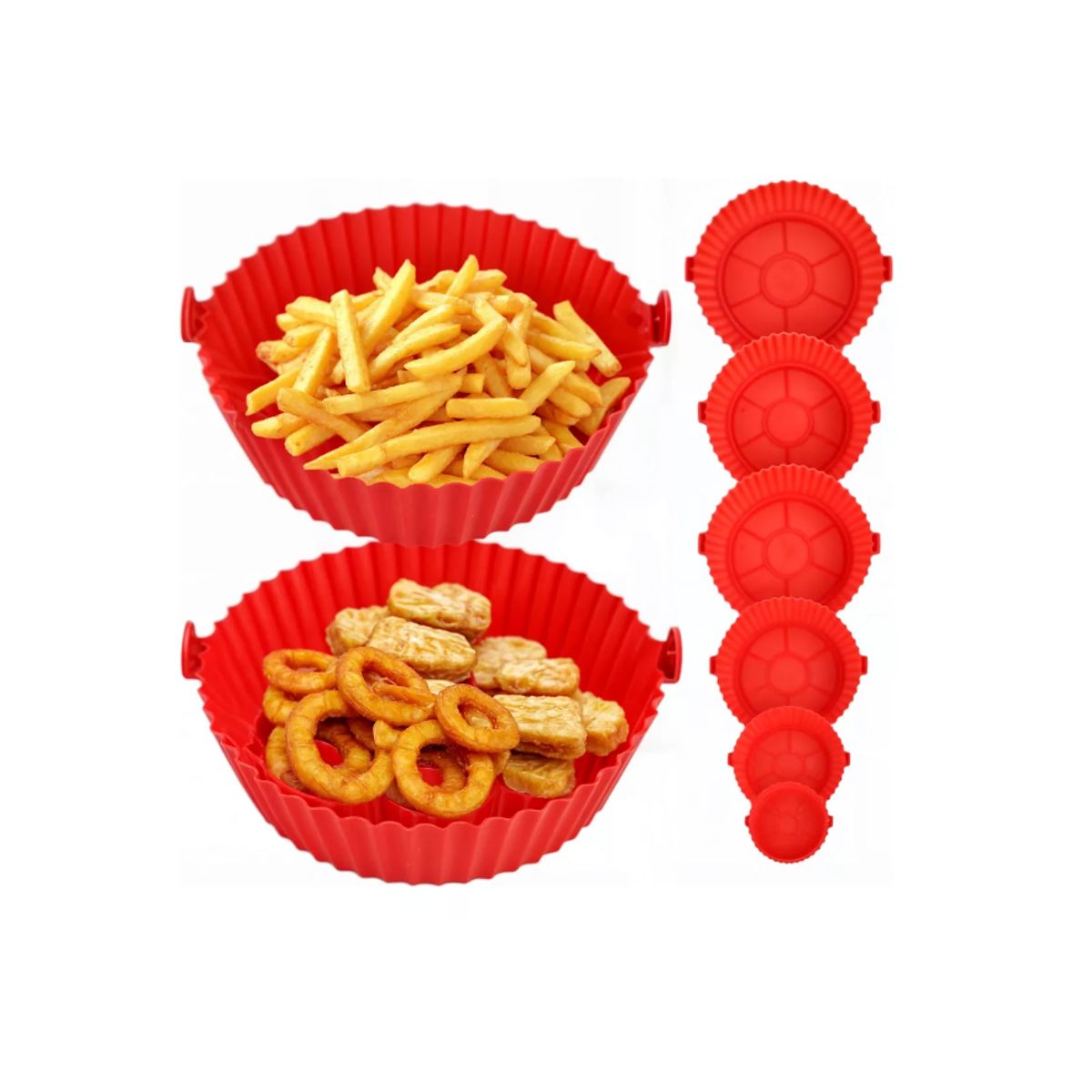 GENERICO - Moldes Silicona Para Airfryer Y Microondas-6unid-ROJO