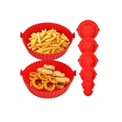 GENERICO - Moldes Silicona Para Airfryer Y Microondas-6unid-ROJO