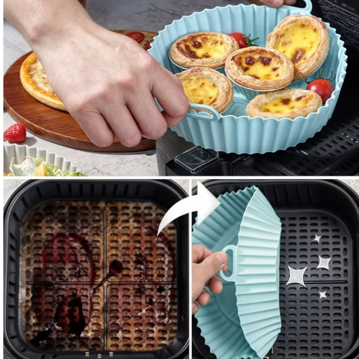 GENERICO - Moldes Silicona Para Airfryer Y Microondas-6unid-ROJO