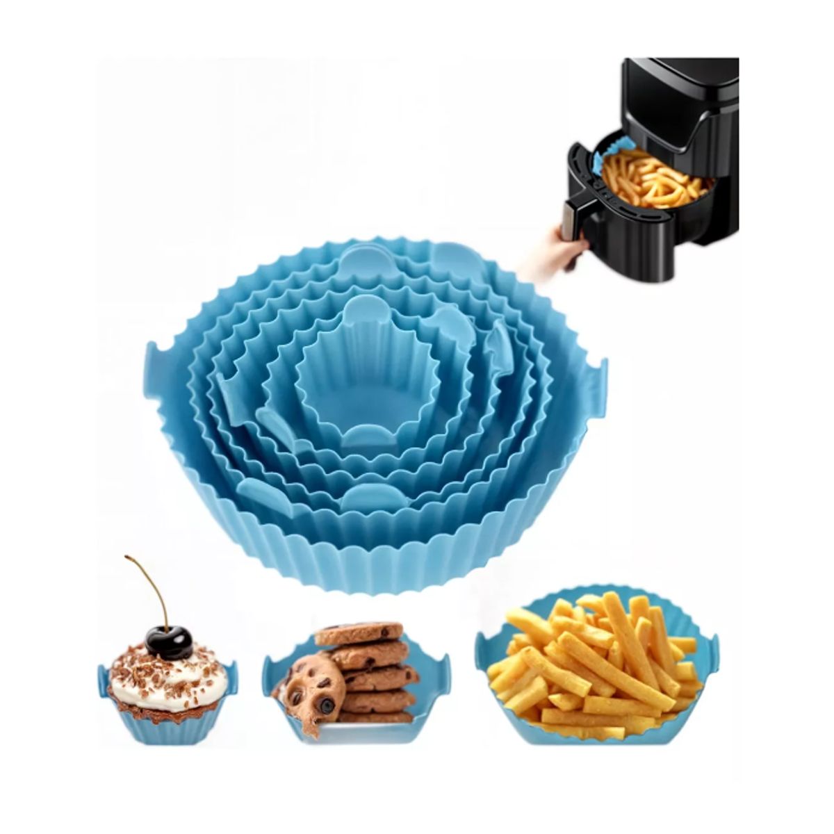 GENERICO - Moldes Silicona Para Airfryer Y Microondas-6unid-MORADO