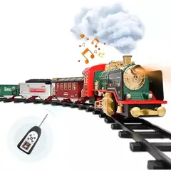 BESTOYS - Tren Navidad Luces Sonido Humo Control Remoto Motorizado