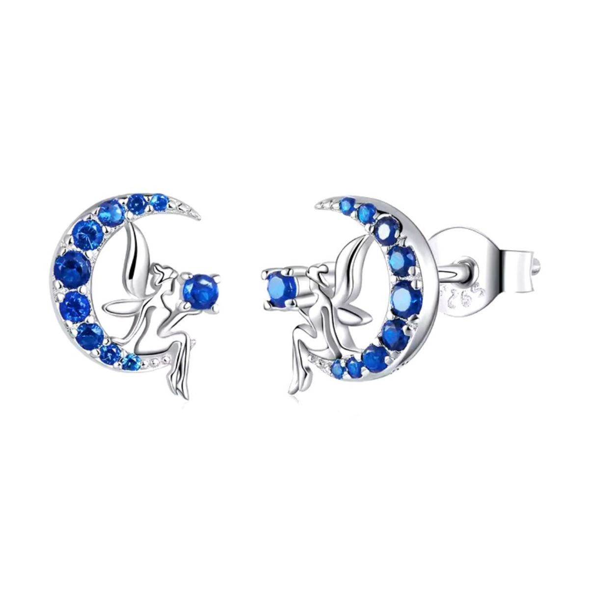 GENERICO - Aros hada azul plata 925 joya juvenil mujer