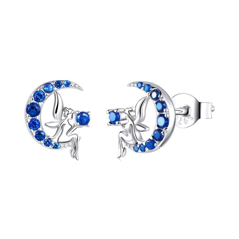GENERICO - Aros hada azul plata 925 joya juvenil mujer