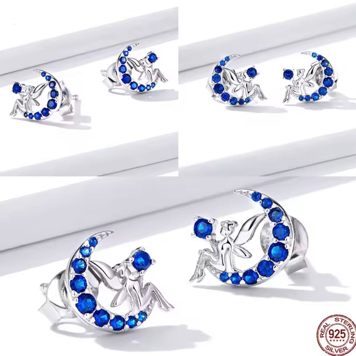 GENERICO - Aros hada azul plata 925 joya juvenil mujer