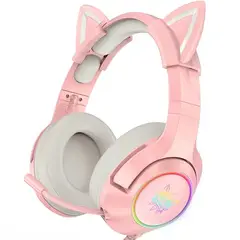 ONIKUMA - Audífonos de cable K9 Rosa