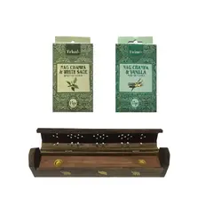 GENERICO - Porta Incienso Baul Mas Conos Aroma Nag Vainilla Y Nag Salvia Blanca