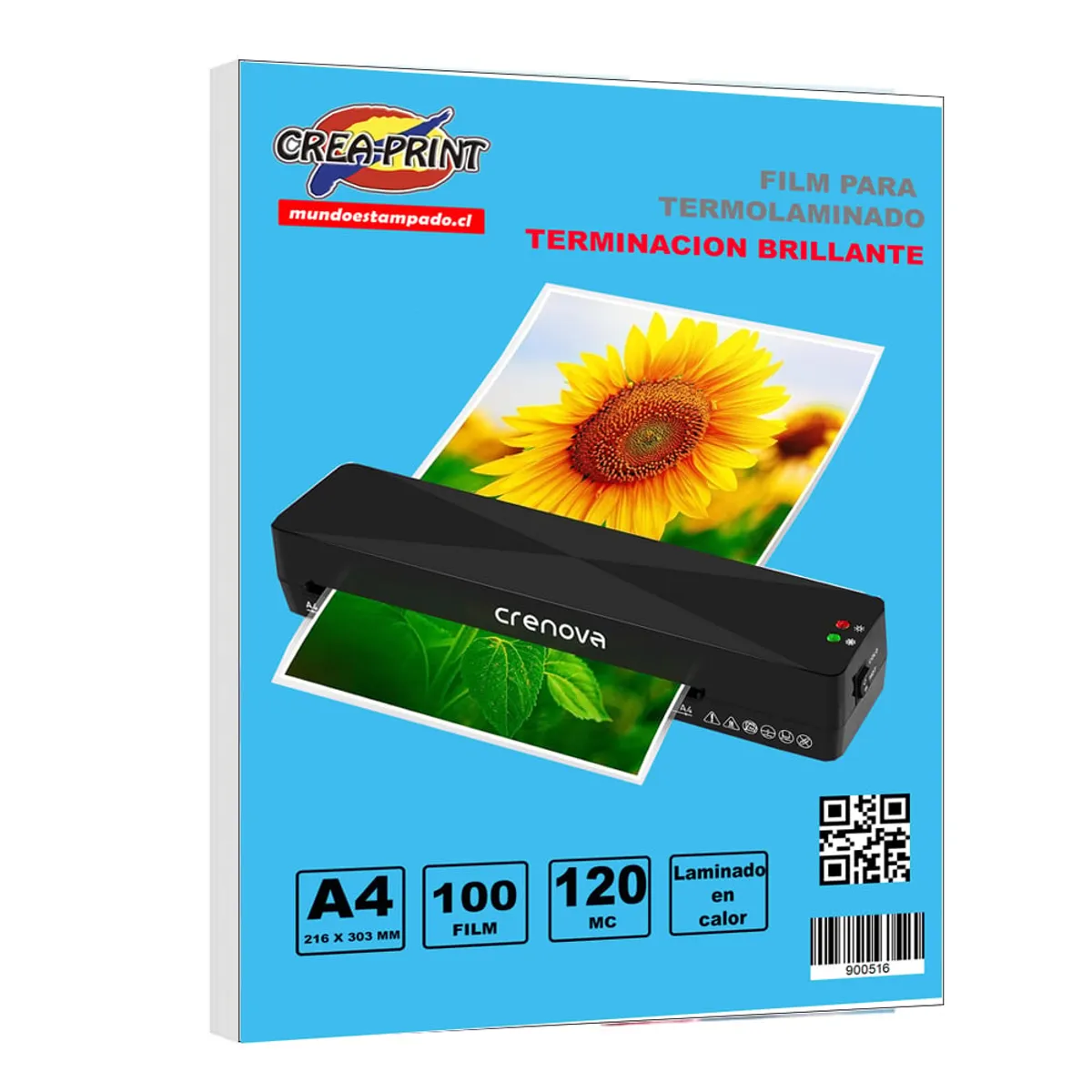 CREA PRINT - Láminas Tamaño A4 Para Termolaminar 125 Mic. 100 Unidades