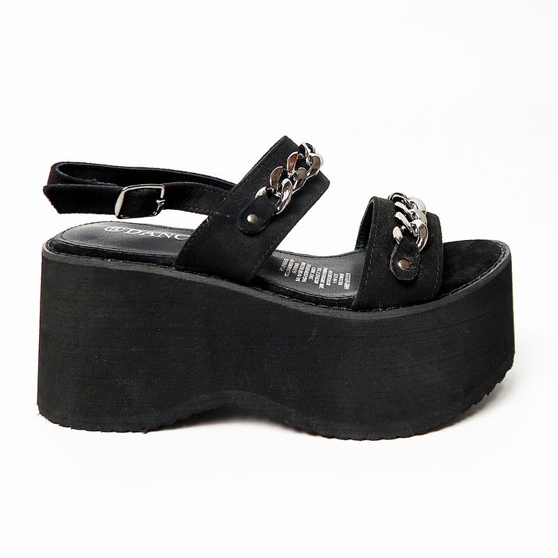 CHICBOMB - Sandalia de Plataforma Negras Con Cadenas Plata