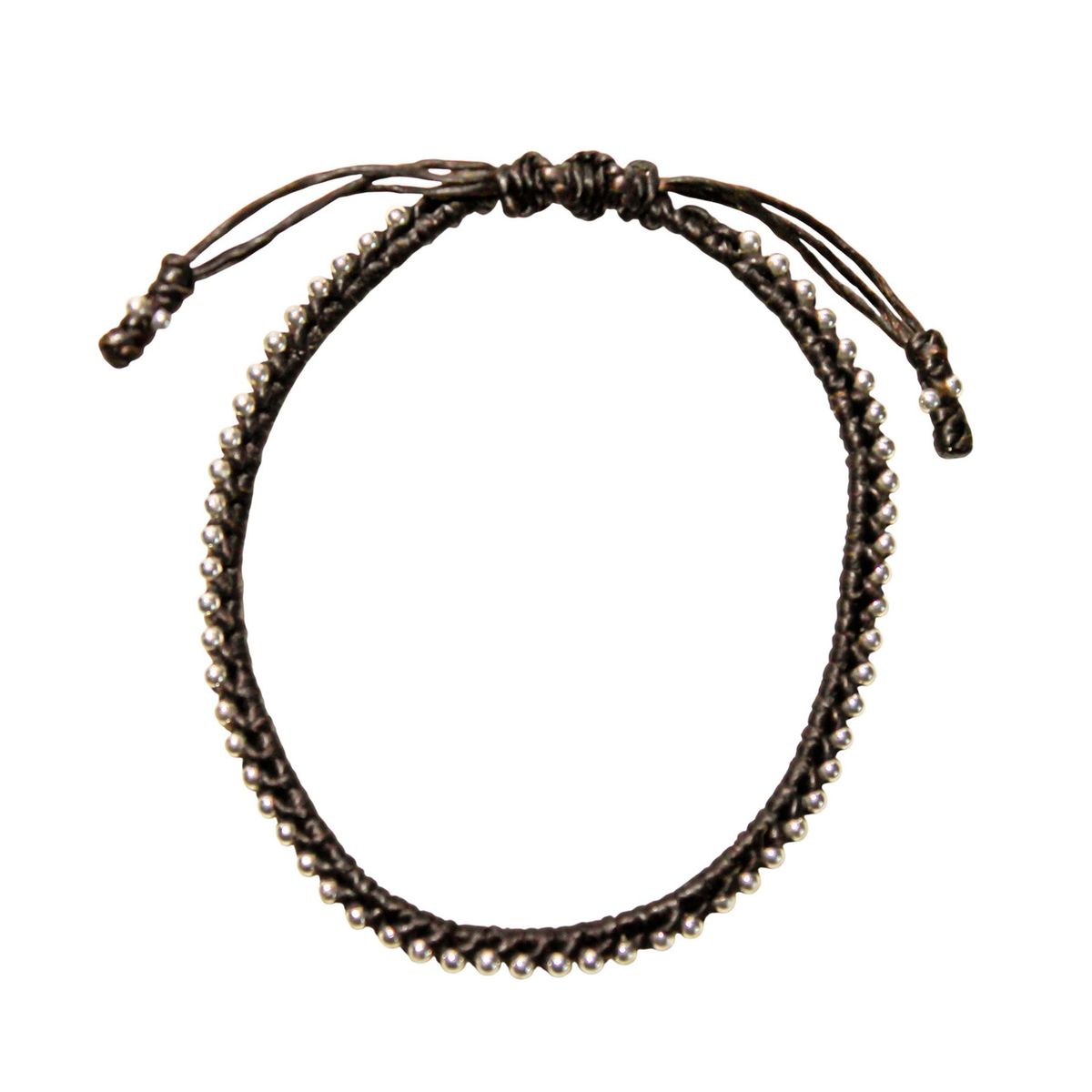 COGGIOLA - Pulsera Bolitas Plata Fina 925 Cordón Café