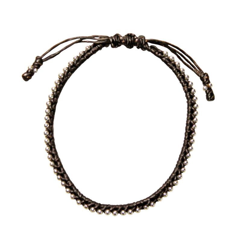 ANDREA COGGIOLA JOYAS - Pulsera Bolitas Plata Fina 925 Cordón Café