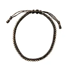 COGGIOLA - Pulsera Bolitas Plata Fina 925 Cordón Café