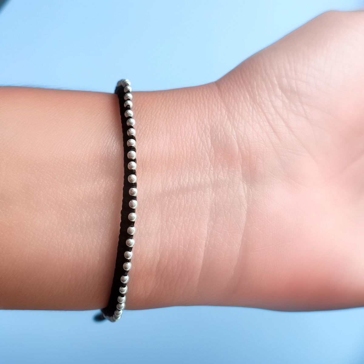 COGGIOLA - Pulsera Bolitas Plata Fina 925 Cordón Café