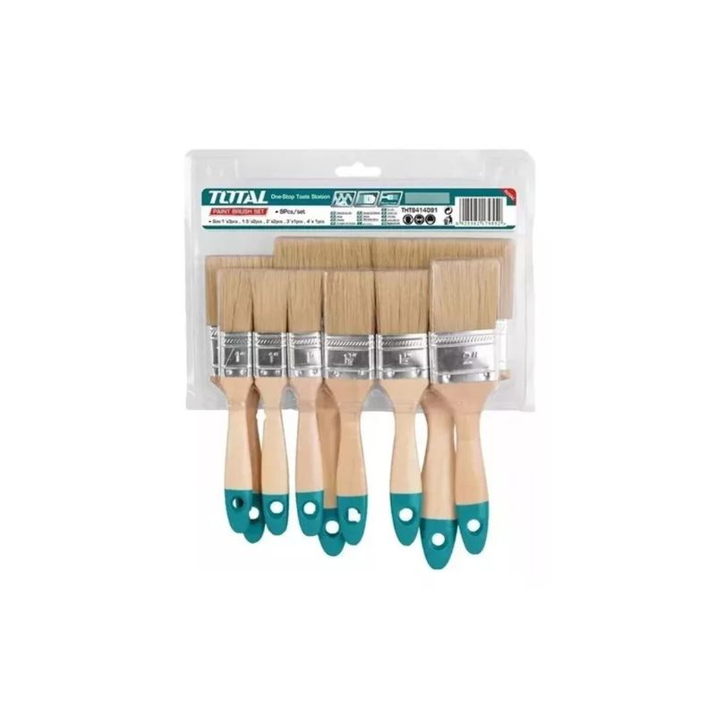 TOTAL - Set Juego Brochas Mango De Madera 9 Piezas Total Tht8414091
