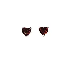 GENERICO - Aros de Plata con Corazón Cristal Rojo
