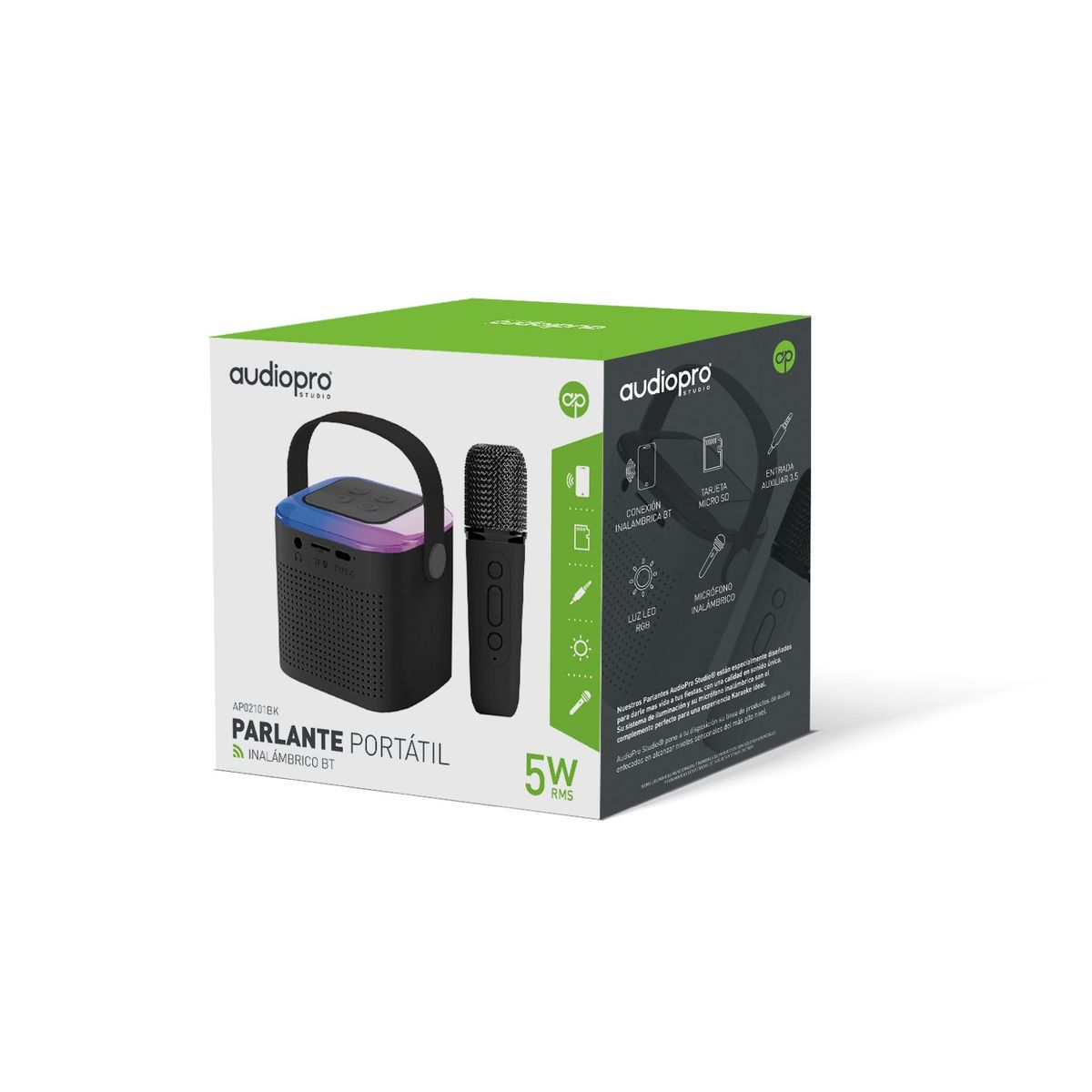 AUDIOPRO - Parlante Karaoke Bluetooth Con Micrófono Ap Negro - SC