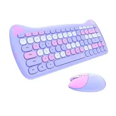 GENERICO - Teclado Gamer Inalámbrico Con Mouse 24g As-212 Aoas-LILA