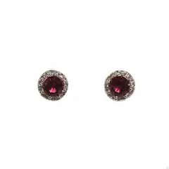 GENERICO - Aros de plata Chaton con Cristal Fucsia y blancos