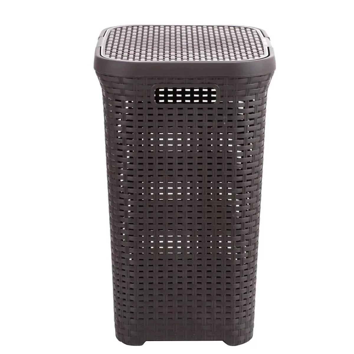 REYPLAST - Canasto Para Ropa Cesto Grande 60l Con Tapa Ratan Resistente