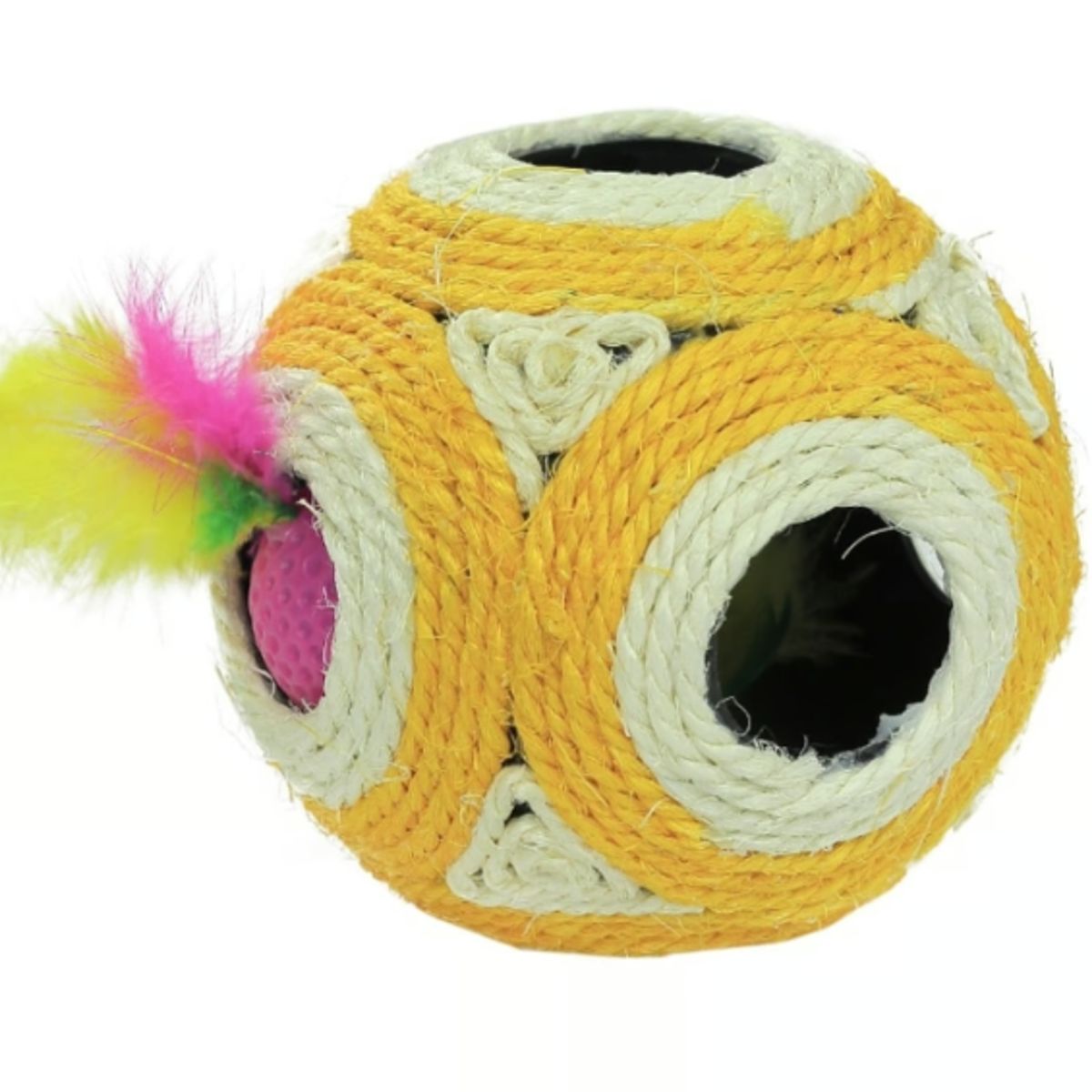 GENERICO - Pelota De Sisal Con Sonajero Para Gatos Amarillo