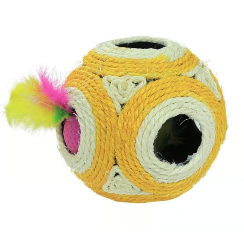 GENERICO - Pelota De Sisal Con Sonajero Para Gatos Amarillo