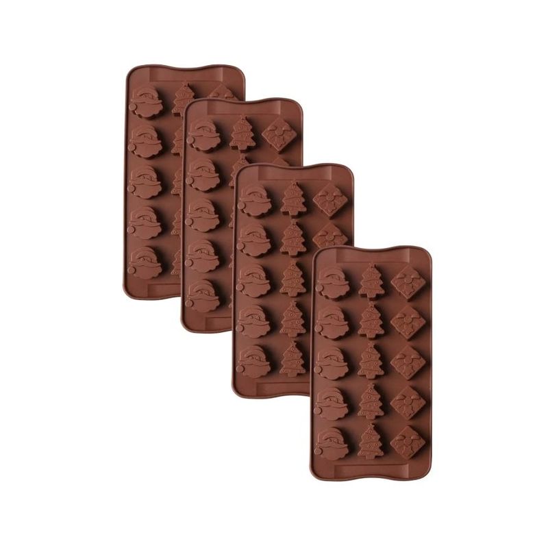 GENERICO - Pack X4 Moldes De Chocolate Molde De Silicona Molde De Navidad