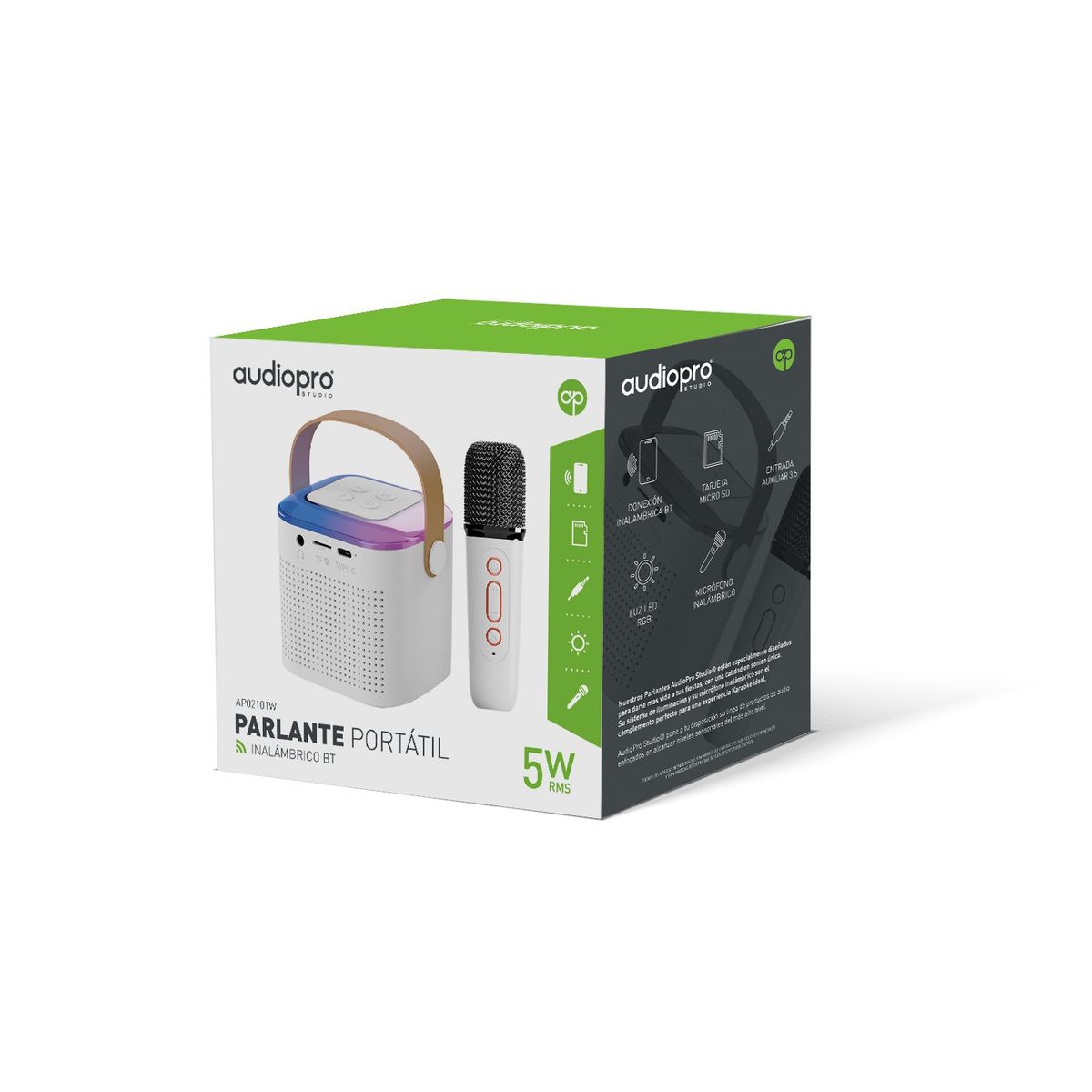 AUDIOPRO - Parlante Karaoke Bluetooth Con Micrófono Ap Blanco - SC