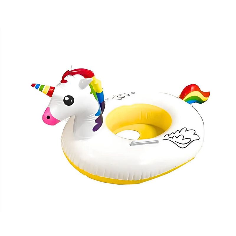 GENERICO - Flotador Salvavidas Unicornio Amarillo Con Agarre 70X55 Cm