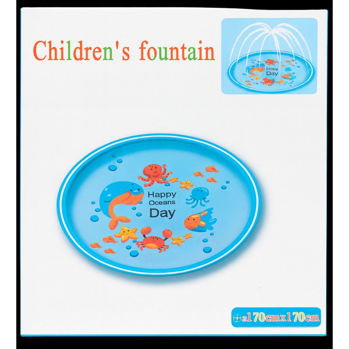 GENERICO - Alfombra Inflable Lanza Agua Dibujos Marinos Niños 170x170cm