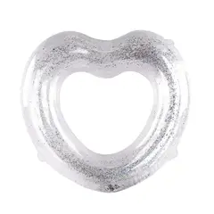 GENERICO - Flotador Corazon Inflable Brillos Plateado 90 Cm