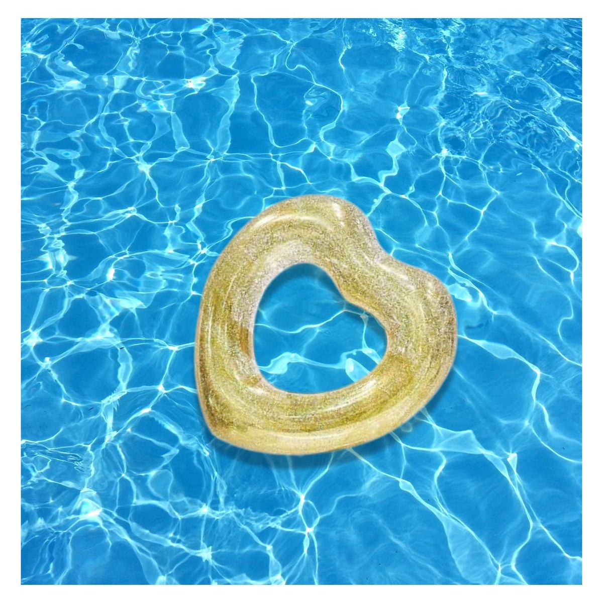 GENERICO - Flotador Corazon Inflable Brillos Dorado 90cm