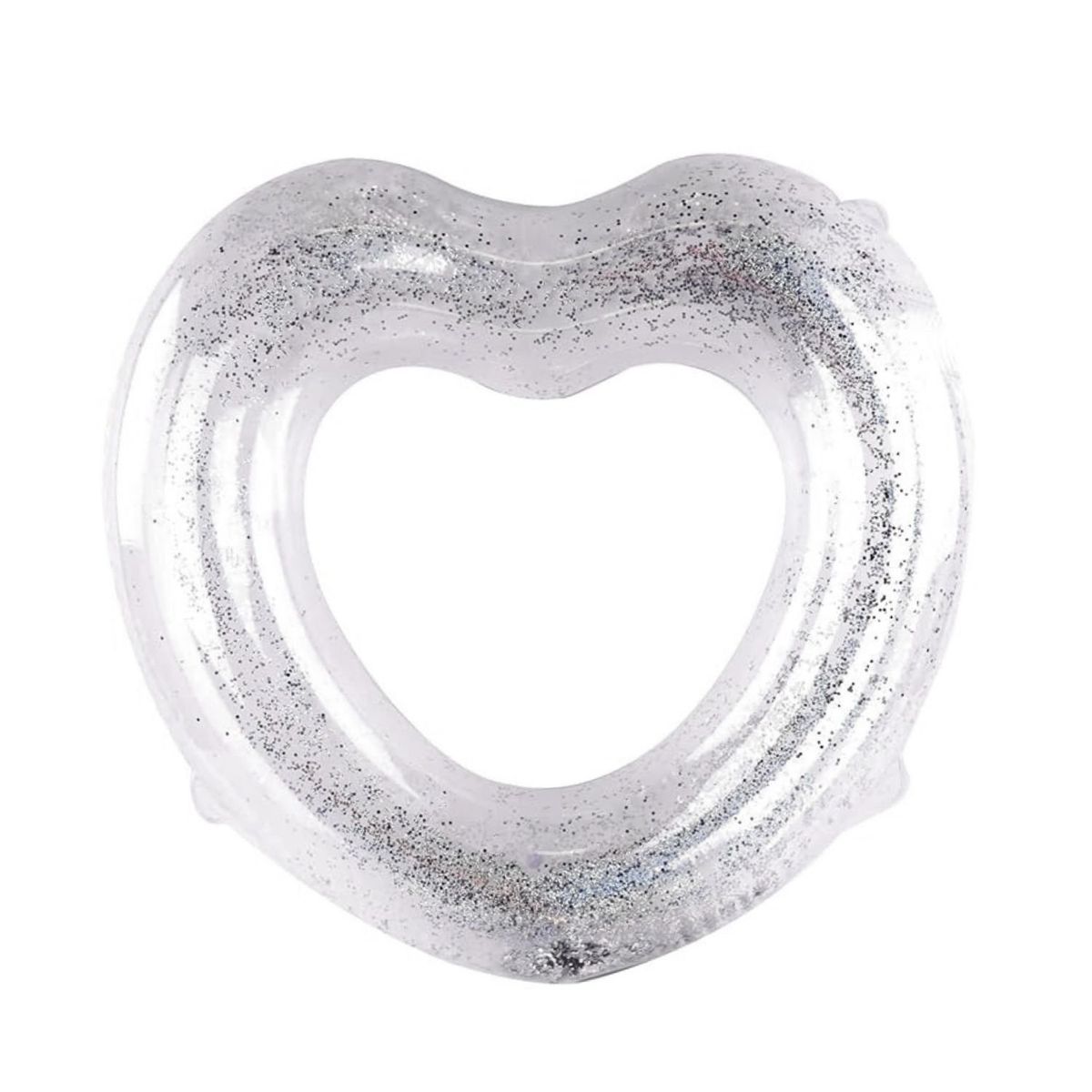 GENERICO - Flotador Corazon Inflable Brillos Plateado 90cm