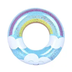 GENERICO - Flotador Salvavidas Arcoiris Azul 70 Cm Inflable