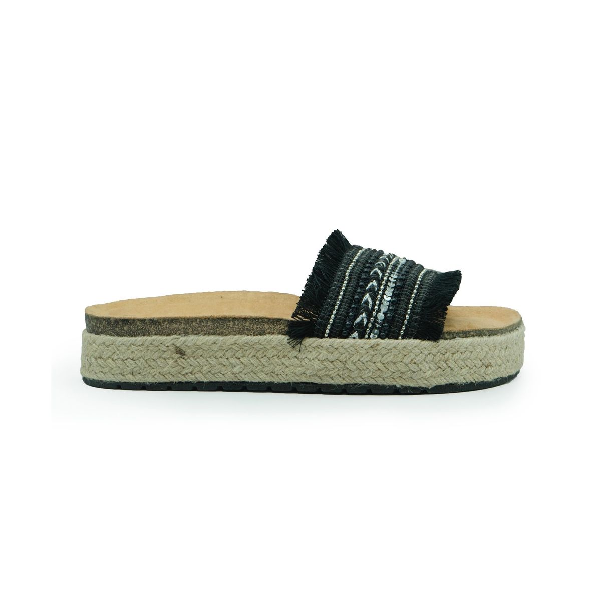 BOVINITA - Sandalia Plataforma Negra Mujer Verano