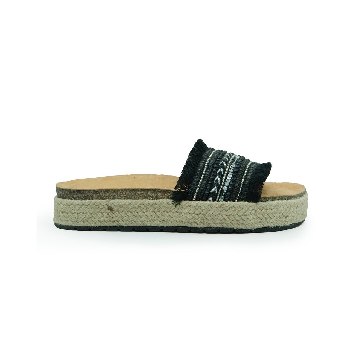 BOVINITA - Sandalia Plataforma Negra Mujer Verano