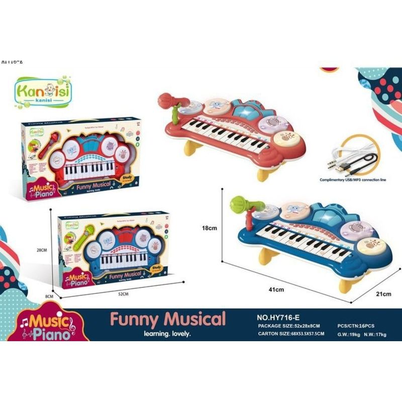GENERICO - Piano De Teclado Electrónico Para Niños Con Micrófono ROSA