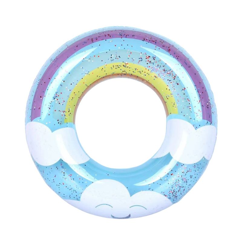 GENERICO - Flotador Salvavidas Arcoiris Azul 70 Cm Inflable