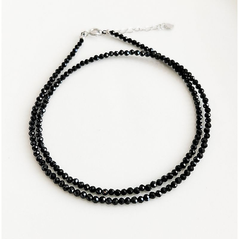 LA GARZA - Collar Plata Mujer Cristales Negros