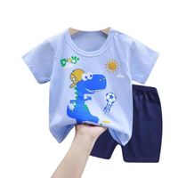 Pijama Niño Algodon Manga Corta Short Dino Futbol