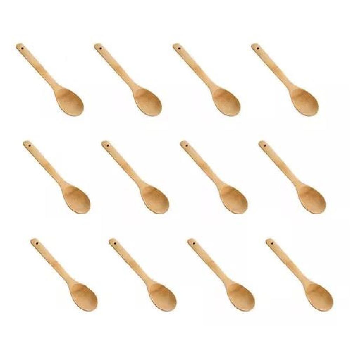 GENERICO - Pack 12 Cuchara De Madera Bambú Para Cocina 30cm