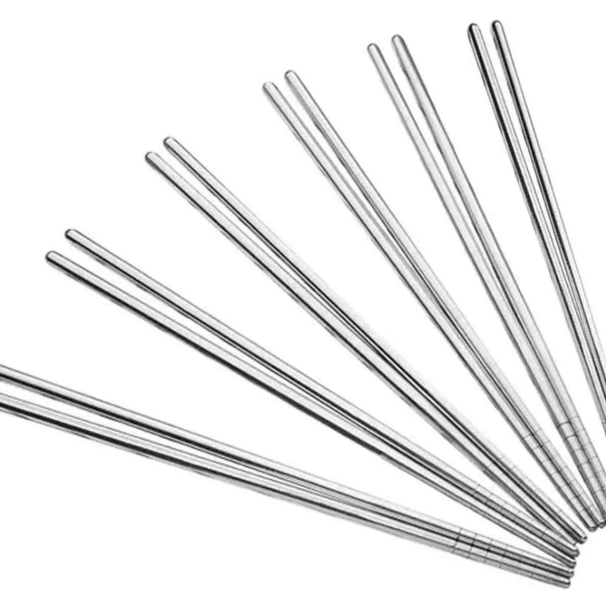 GENERICO - Juego de Palillos Chinos Acero Inoxidable 10 Pares