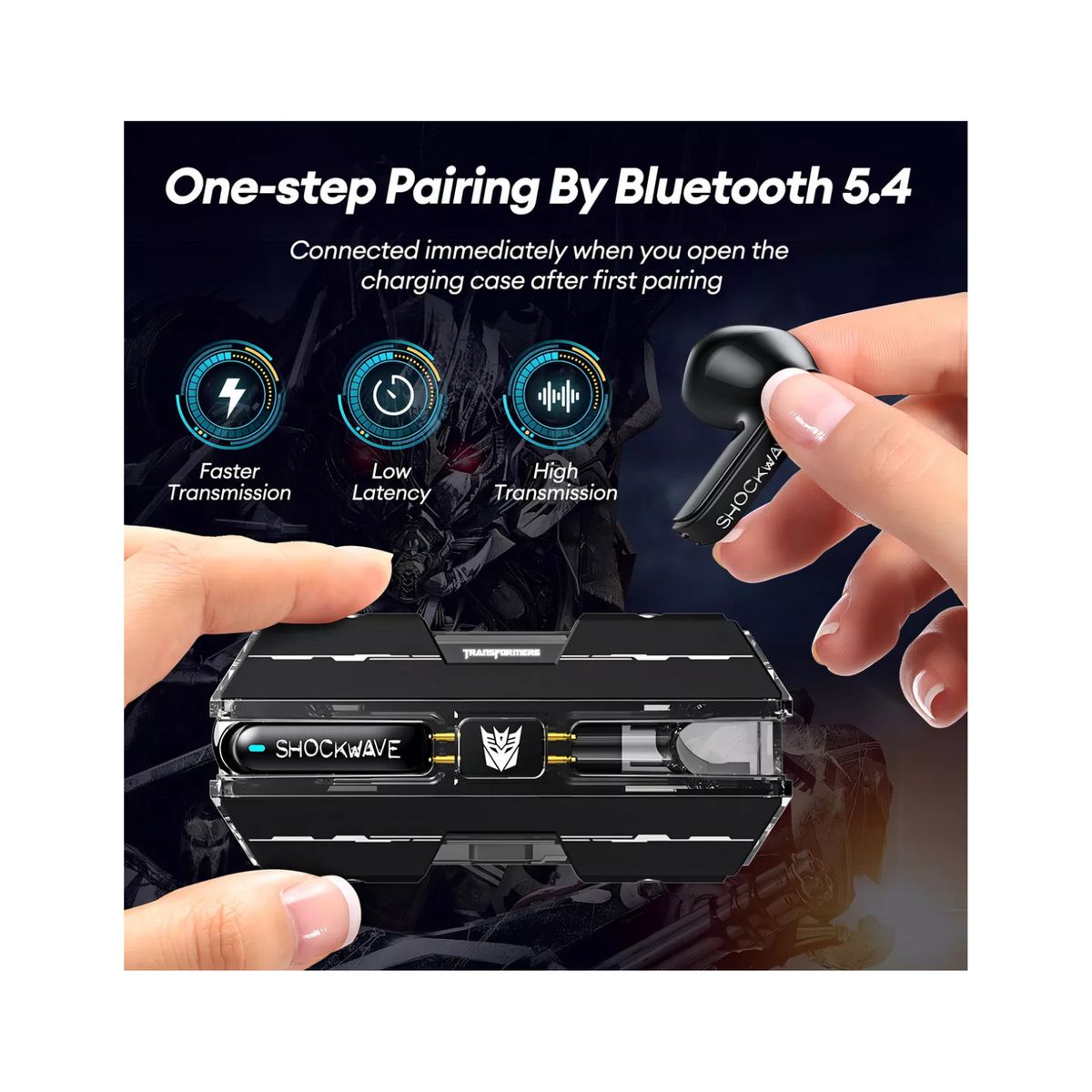 TRANSFORMERS - Audífonos Pro Gamer Hifi Color Negro Shockwave TF01