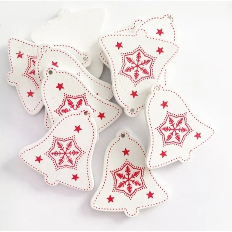 GENERICO - Campana de navidad madera10 piezas colgantes 0074