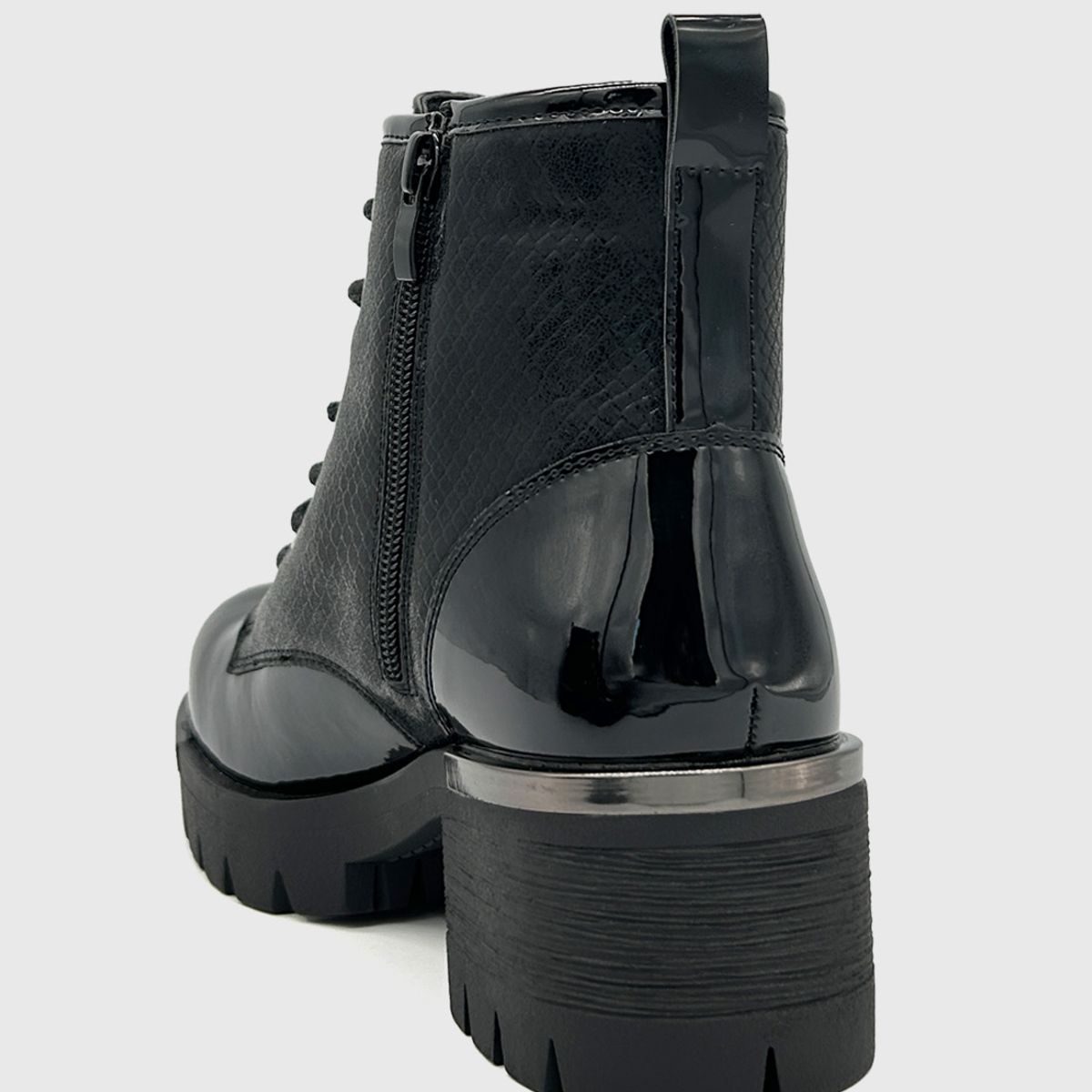 DINASTELLA - Botin caña alta, punta redonda y con cordones Negro