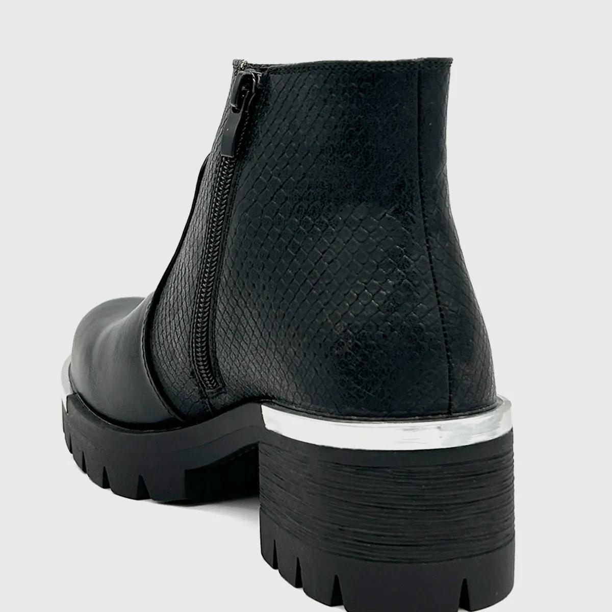 DINASTELLA - Botin punta redonda, con taco medio y cierres Negro