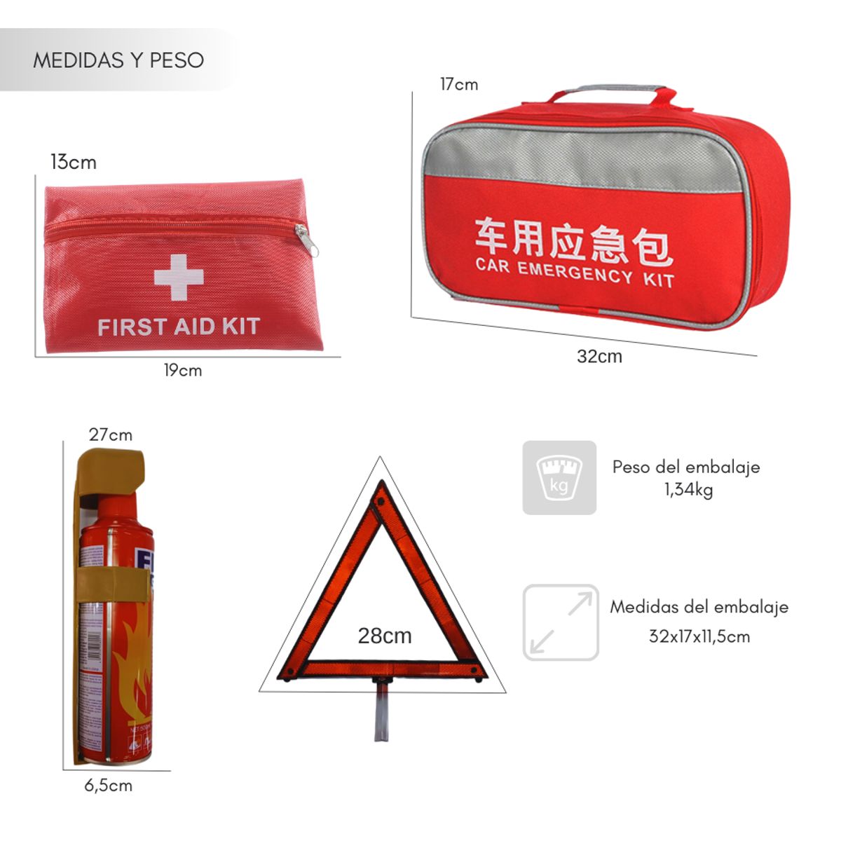 GENERICO - Kit Emergencia Seguridad Auto Extintor + Chaleco Reflectante