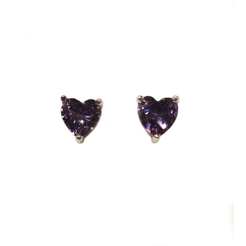 GENERICO - Aros de Plata con Corazón Cristal Morado