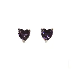 GENERICO - Aros de Plata con Corazón Cristal Morado