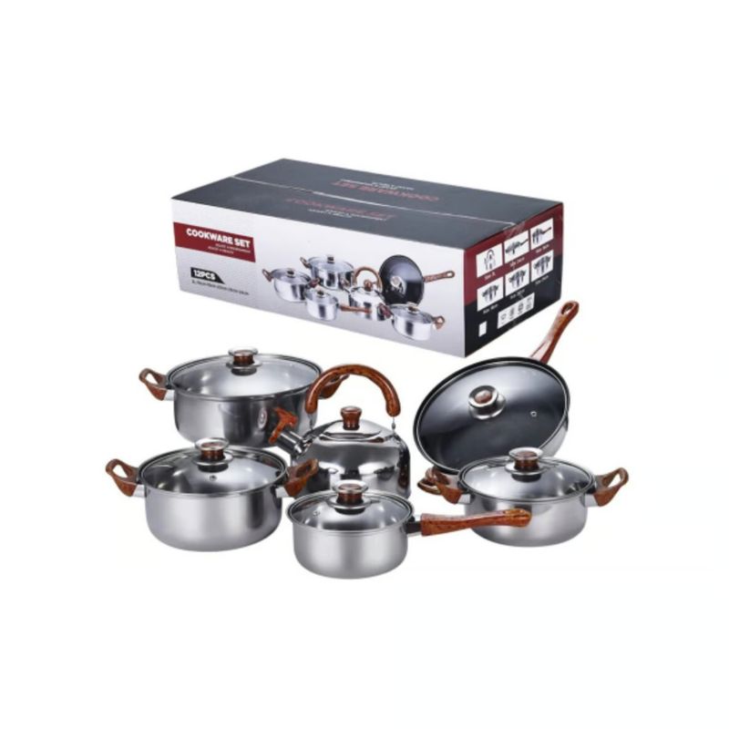 GENERICO - Set De Batería Ollas De Cocina con Tetera 12 Piezas