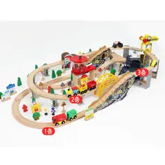 JUGUETERIA ESTELAR - Pista de Tren Infantil Madera 110PCS